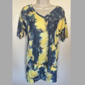 Tie Dye Blue & Yellow Shirt/Short Set